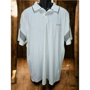 Nike Golf Modern Fit Dri-Fit White Polo XL Gray Tape Trim